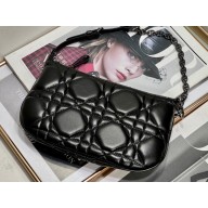 Dior Mini Caro Tulip Bag in Quilted Macrocannage Calfskin Black