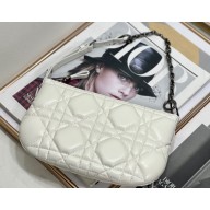 Dior Mini Caro Tulip Bag in Quilted Macrocannage Calfskin White