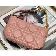 Dior Mini Caro Tulip Bag in Quilted Macrocannage Calfskin Pink