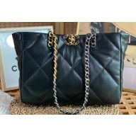 Chanel Shiny Lambskin CHANEL 19 Shopping Bag AS3660 Black 2022