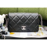 Chanel Lambskin Chain Camera Bag Black 2023