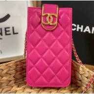 Chanel Lambskin Flap Phone Holder with Chain Bag AP2981 Fuchsia 2022