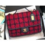 Chanel Small Flap Bag with Top Handle AS3653 Wool Tweed Red 2022