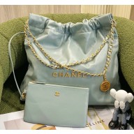 Chanel 22 Medium Shopping Handbag AS3261 Pale Green 2022