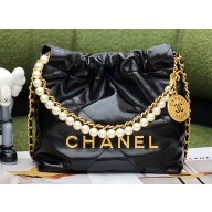 Chanel 22 Mini Bag with Pearl and Chain AS3259 Black 2023
