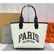 Balenciaga Cities Paris Jumbo Small Tote Bag in Canvas White 92827