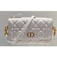 Dior Caro Pouch Bag in Supple Cannage Calfskin White