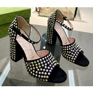 Gucci Heel 10cm Sandals Black with Crystals 01 2023