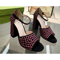 Gucci Heel 10cm Sandals Black with Crystals 02 2023