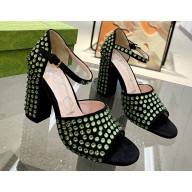 Gucci Heel 10cm Sandals Black with Crystals 03 2023