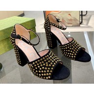 Gucci Heel 10cm Sandals Black with Crystals 05 2023