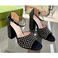 Gucci Heel 10cm Sandals Black with Crystals 06 2023