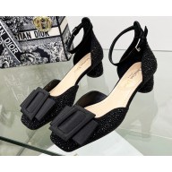 Dior Idylle Ballet Pumps in Grosgrain and Black Cotton Embroidered with Strass 2023