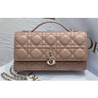 Lady Dior Top Handle Clutch Bag in Cannage Calfskin Nude