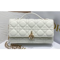 Lady Dior Top Handle Clutch Bag in Cannage Calfskin White