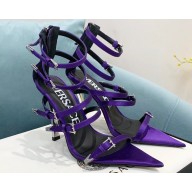 Versace Heel 11cm Buckle Straps Sandals Satin Purple 2022