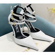 Versace Heel 11cm Buckle Straps Pin-Point Pumps Brushed White 2022