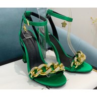 Versace Heel 10.5cm Medusa charm and Chain Sandals Satin Green 2022