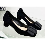 Dior Idylle Heel 3.5cm Ballet Pumps in Grosgrain and Suede Black 2023