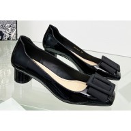 Dior Idylle Heel 3.5cm Ballet Pumps in Grosgrain and Patent Calfskin Black 2023
