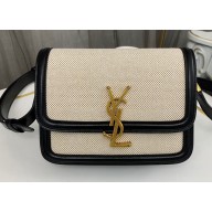 Saint Laurent solferino small satchel bag in canvas and smooth leather 634306 Black