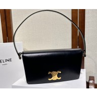 Celine Trapeze Triomphe Bag In Shiny Calfskin Black 2023