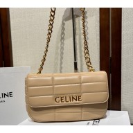 Celine Chain Shoulder Bag Matelasse Monochrome Celine In Quilted Goatskin Beige 2023