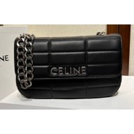 Celine Chain Shoulder Bag Matelasse Monochrome Celine In Quilted Goatskin Black/Silver 2023