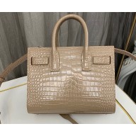 Saint Laurent Sac De Jour Nano Bag in embossed crocodile shiny leather 392035 Apricot