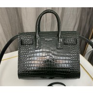 Saint Laurent Sac De Jour Nano Bag in embossed crocodile shiny leather 392035 Green