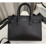 Saint Laurent Sac De Jour Nano Bag in grain de poudre embossed leather 392035 Black/Silver