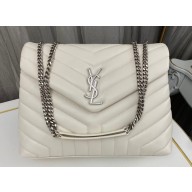 Saint Laurent loulou medium chain bag in quilted "y" leather 459749/574946 White/Silver