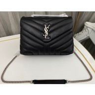 Saint Laurent loulou small chain bag in quilted "y" leather 494699 Black/Silver