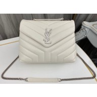 Saint Laurent loulou small chain bag in quilted "y" leather 494699 White/Silver