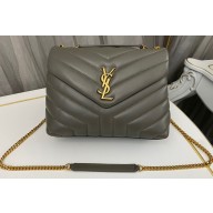 Saint Laurent loulou small chain bag in quilted "y" leather 494699 Dark Green/Gold