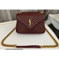 Saint Laurent college medium chain bag in quilted leather 600279/487213 Burgundy/Gold