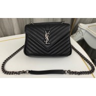 Saint Laurent college medium chain bag in quilted leather 600279/487213 Black/Silver