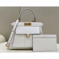 Fendi Peekaboo ISeeU Medium Bag with Baguette Pocket White 2023