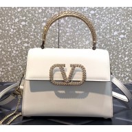 Valentino VSLING small calfskin Handbag White With jewel handle 2023