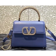 Valentino VSLING small calfskin Handbag Blue With jewel handle 2023