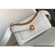Bvlgari Serpenti East-West Maxi Chain Shoulder Bag 28cm with Detachable Shoulder Strap White