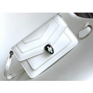Serpenti Forever East-West Shoulder Bag 22cm in Calf leather White