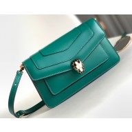 Serpenti Forever East-West Shoulder Bag 22cm in Calf leather Green