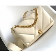 Bvlgari Serpenti Cabochon Crossbody Bag 27cm with Detachable Shoulder Strap White