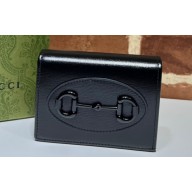 Gucci Horsebit 1955 card case wallet brass hardware 621887 Black