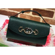 Gucci Zumi Mini Shoulder Bag 564718 in Grained Leather Green