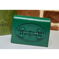 Gucci Horsebit 1955 card case wallet brass hardware 621887 Green