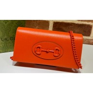 Gucci Horsebit 1955 wallet with chain bag brass hardware 621892 Orange