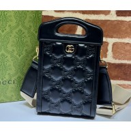 Gucci GG matelassé top handle mini bag 723776 Black