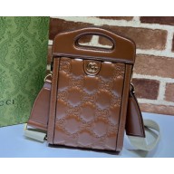 Gucci GG matelassé top handle mini bag 723776 Brown